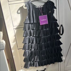 Val Max Black Ruffled Kids Dress